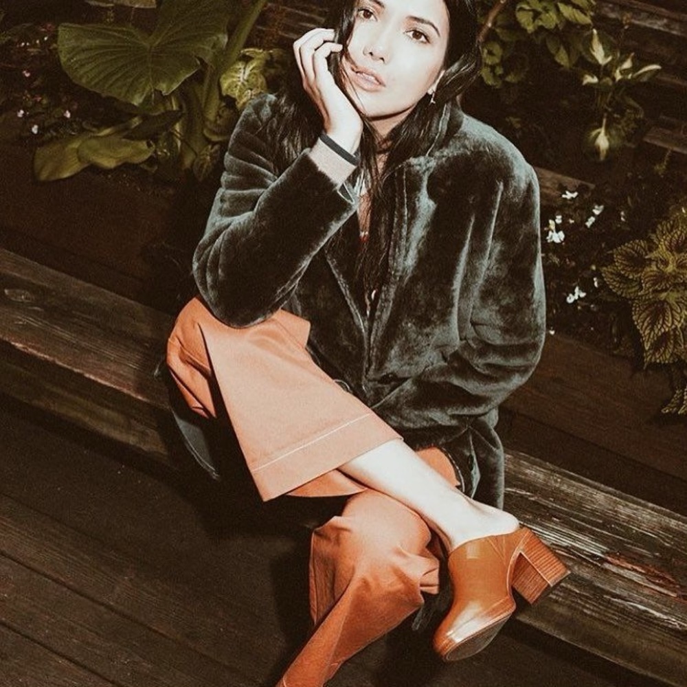 frye joan campus mule 7.5 in redwood brown